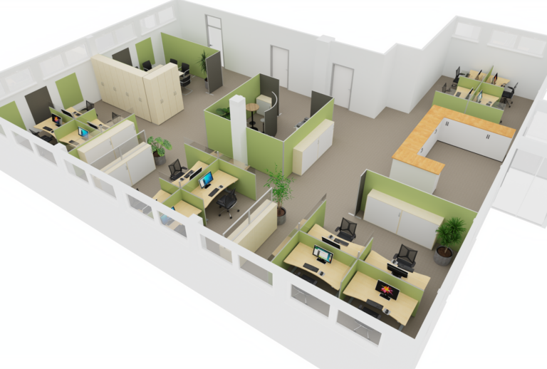 Planung Großraumbüro als Inspiration für eine Akustiklösung mit Schallabsorber im Büro