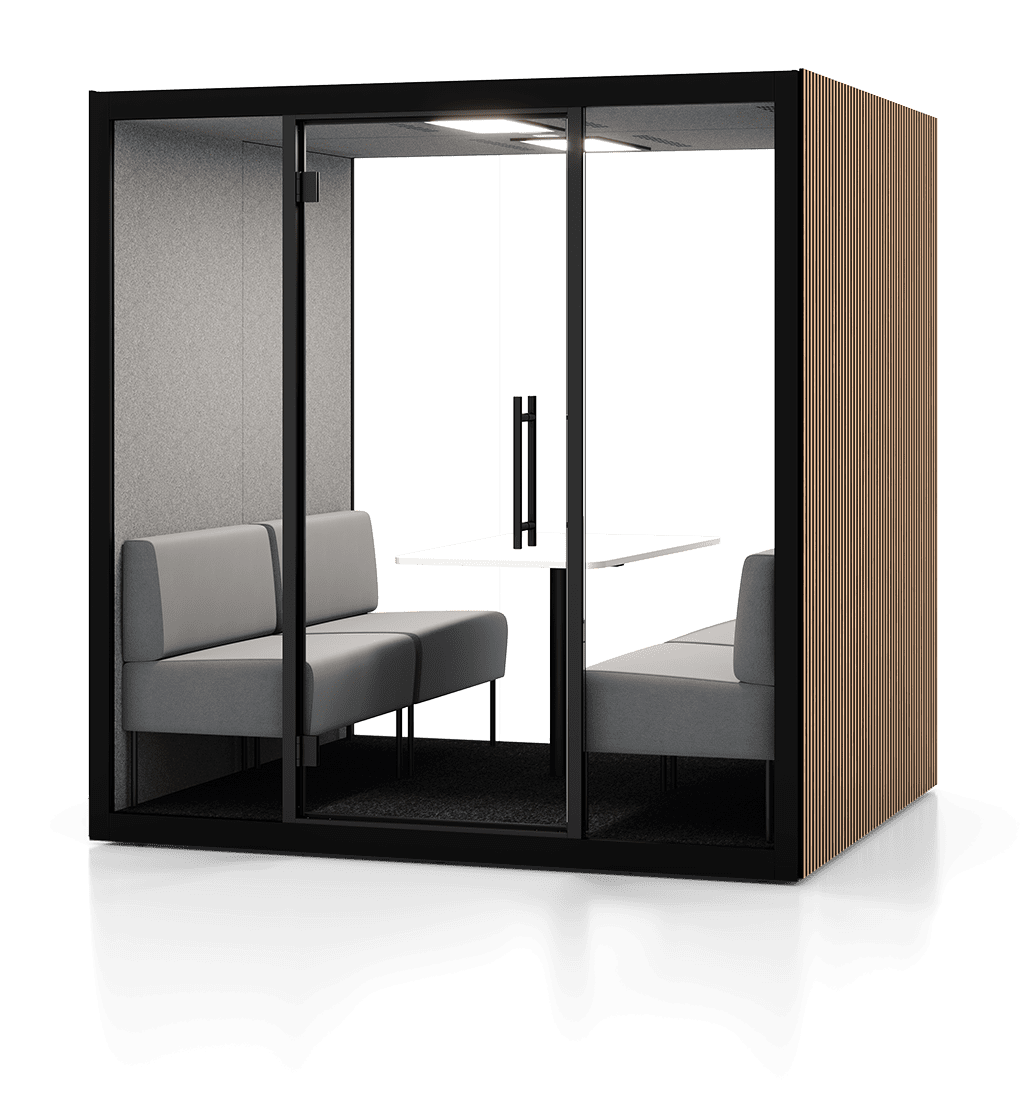 Meetingbox Büro mit Akustikpaneele Holz