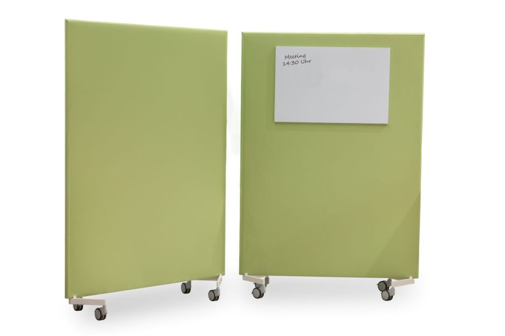 Akustik Stellwand mit Rollen und Whiteboard