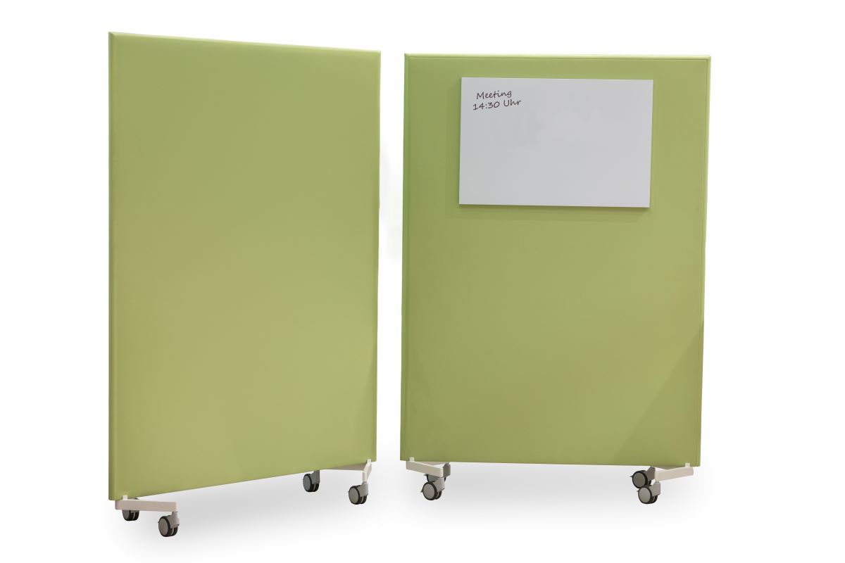 Akustik Stellwand mit Rollen und Whiteboard