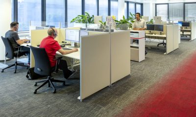 Kundenlösung A1 Telekom Austria mit Schallabsorber und Akustik Stellwand für das Büro