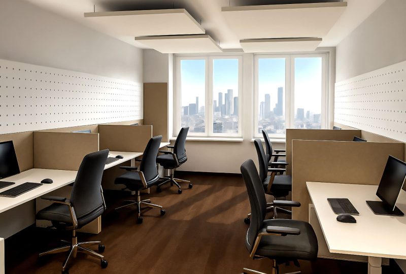 Stellwände und Deckenabsorber im Gruppenbüro