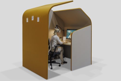 Meetingbox Casa als Akustiklösung für Videocalls und offenes Raum in Raum System für hybride Arbeit