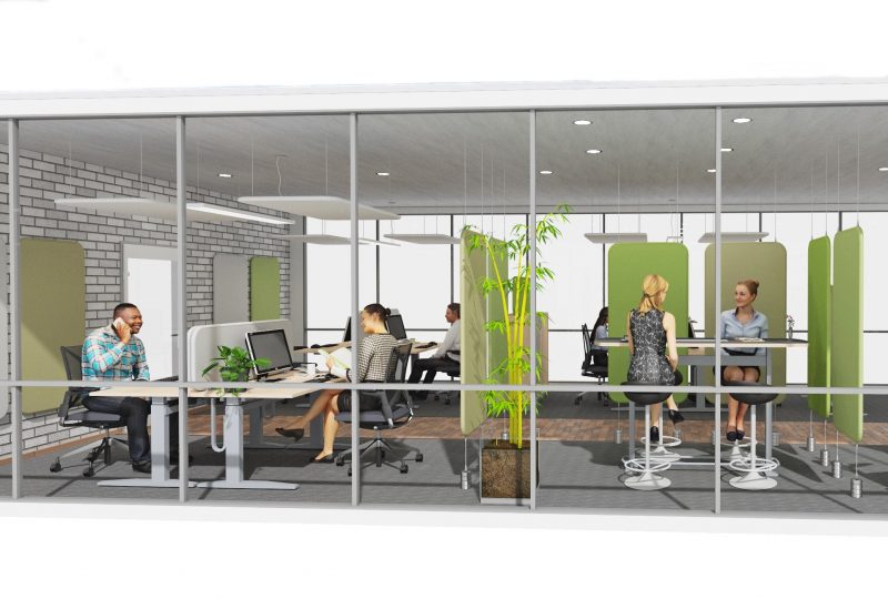 Planung Großraumbüro als Inspiration für eine Akustiklösung mit Schallabsorber im Büro