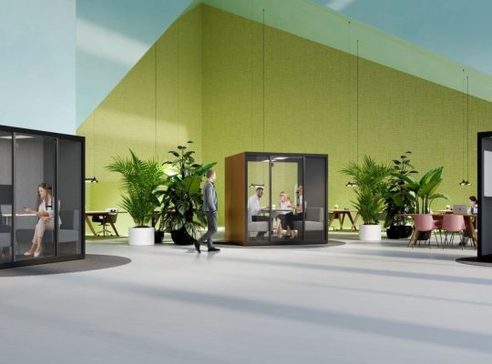 Meetingbox Büro für eins bis vier personen im Großraumbüro
