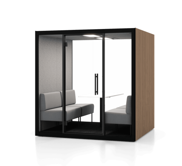 Meetingbox Büro mit Akustikpaneele Holz
